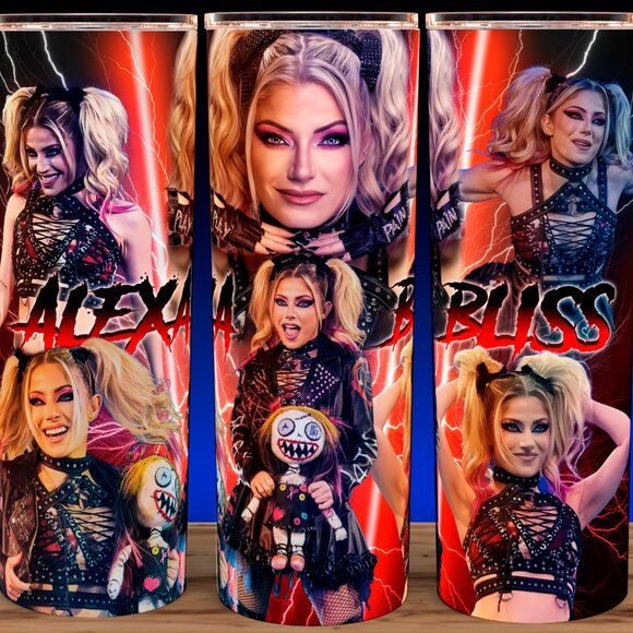 Alexa Bliss Wrestling with Lilly Doll Cup Mug Tumbler 20oz Stainless Steel - Picture 1 of 4